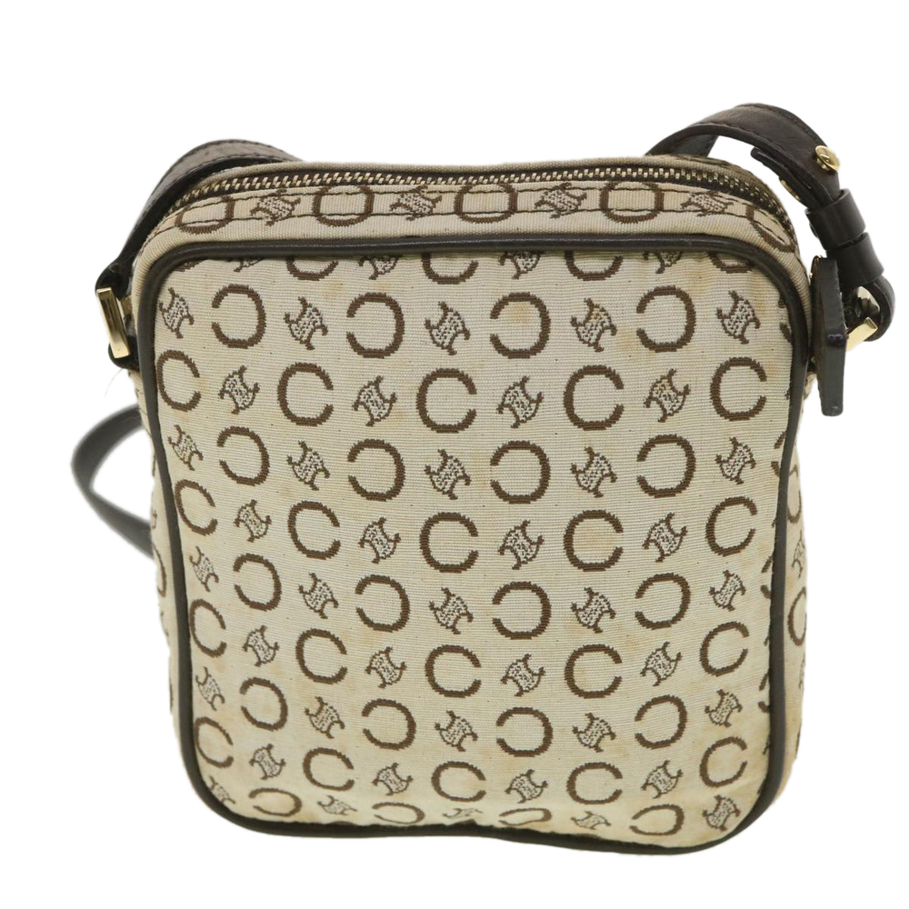 CELINE C Macadam Canvas Shoulder Bag White Brown MC01/1 Auth ar9019 - Picture 2 of 16